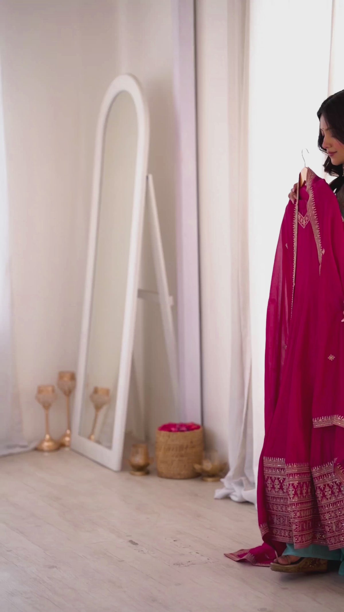 Pink Silk Full Kali Anarkali Gown set