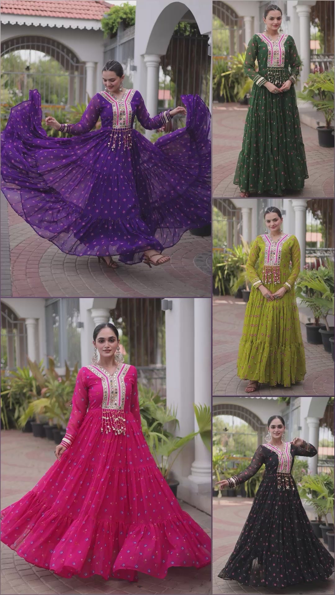 Laheriya Print Gown with Kutchi Patchwork
