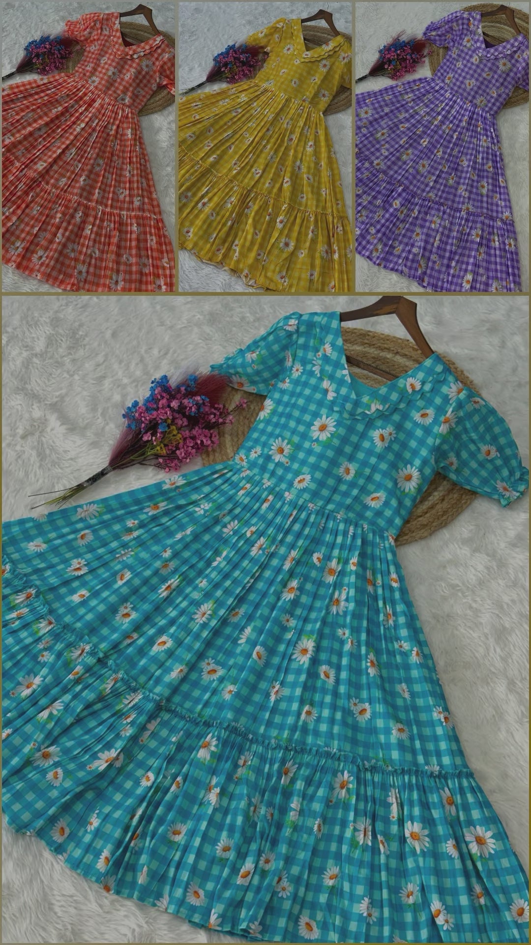 Print Anarkali Kurti with Puff Sleeves