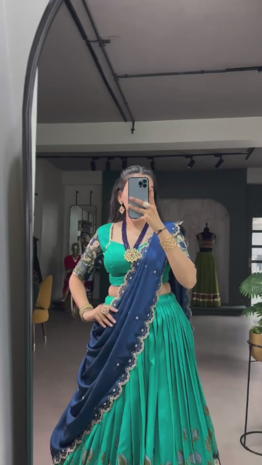Peacock Kalamkari Print Lehenga Set