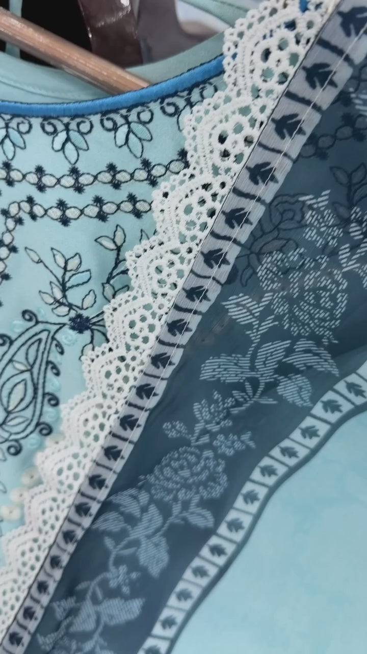 Sky Blue Designer Farshi Palazzo Suit