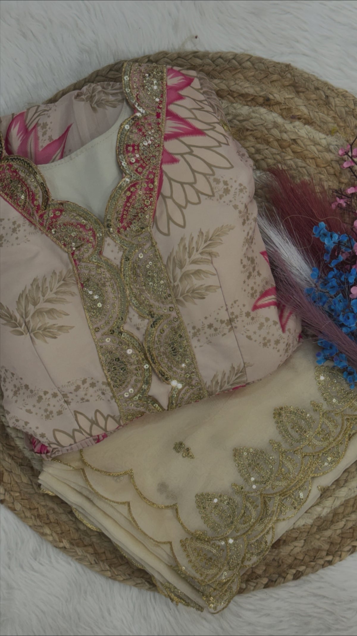 Printed Russian Silk Anarkali Gown