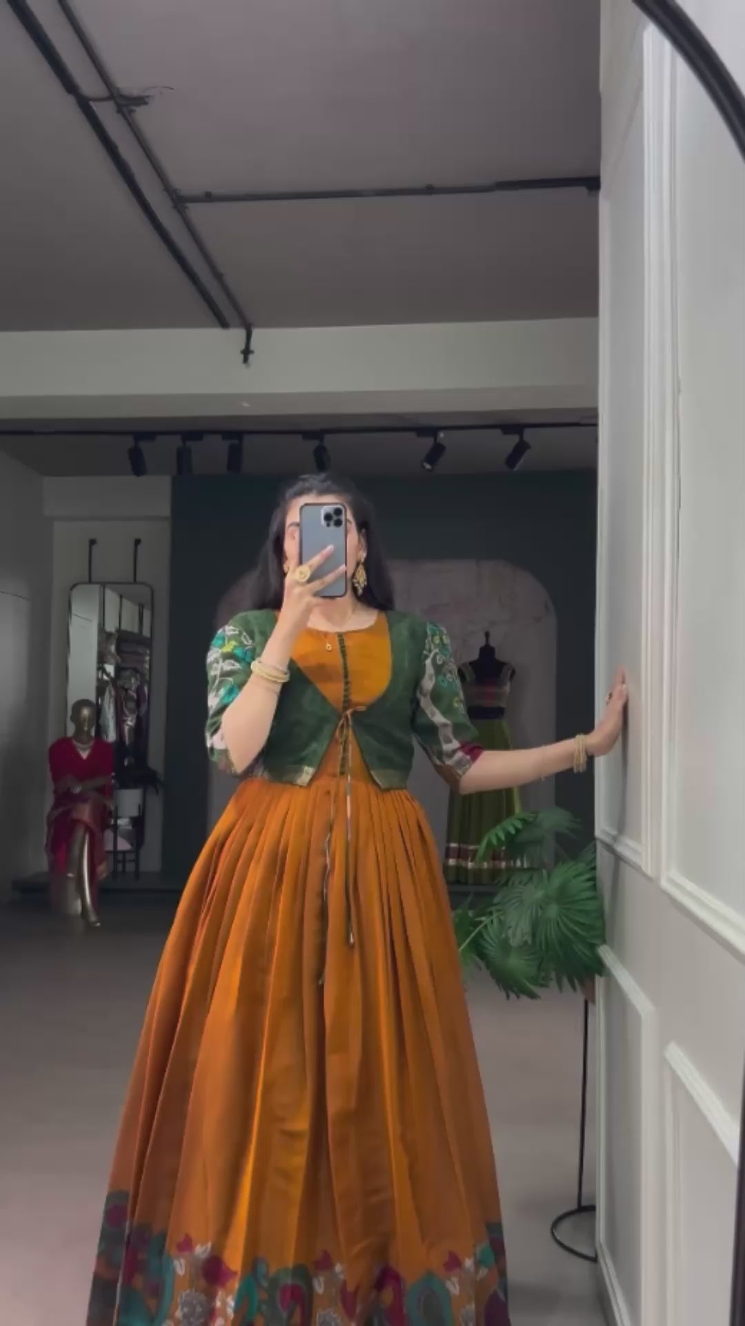 Chanderi Kalamkari Dress with Zari Weaving Koti