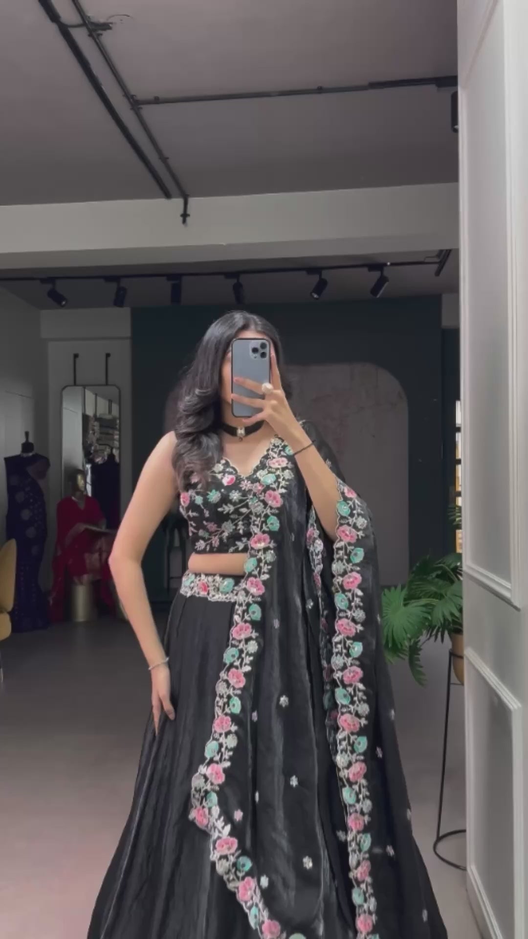 Black Designer Frendysilk Lehenga Choli
