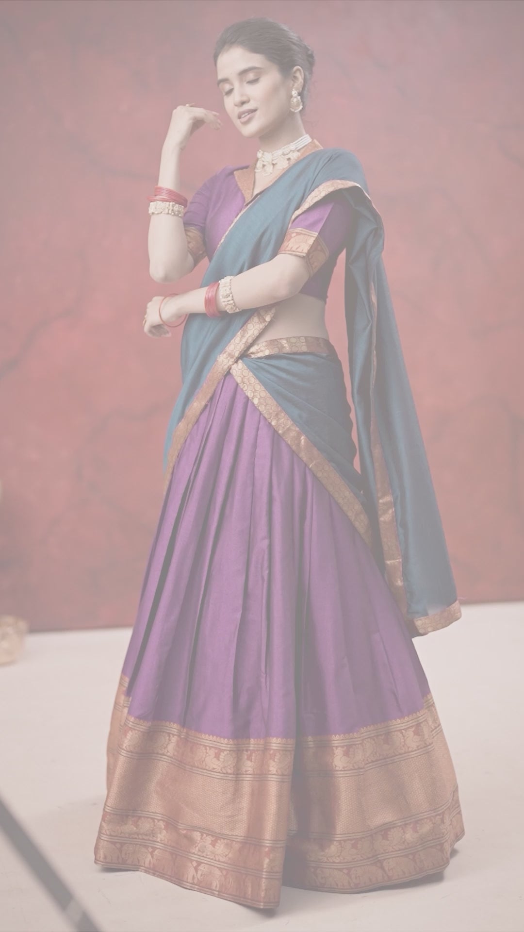 Purple Narayan Pet Cotton Lehenga Set