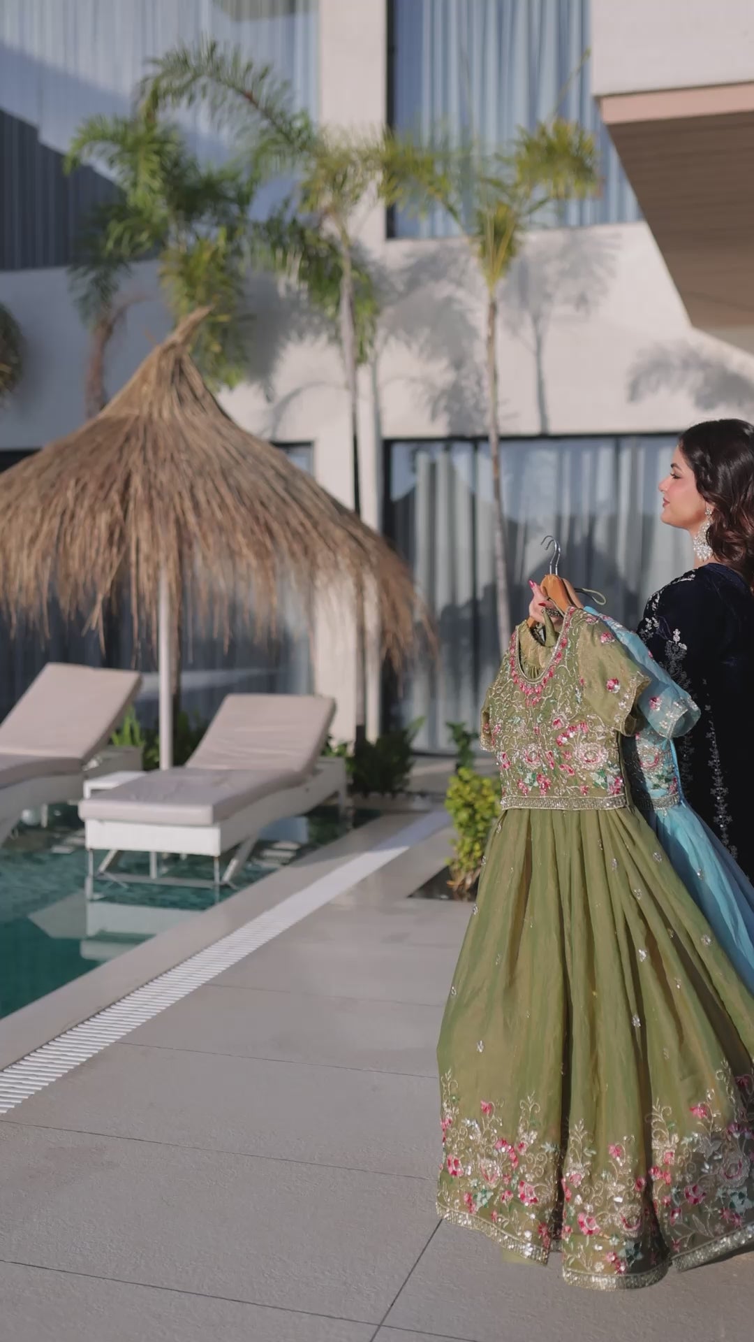 Sky Blue Fendi Silk Lehenga Choli