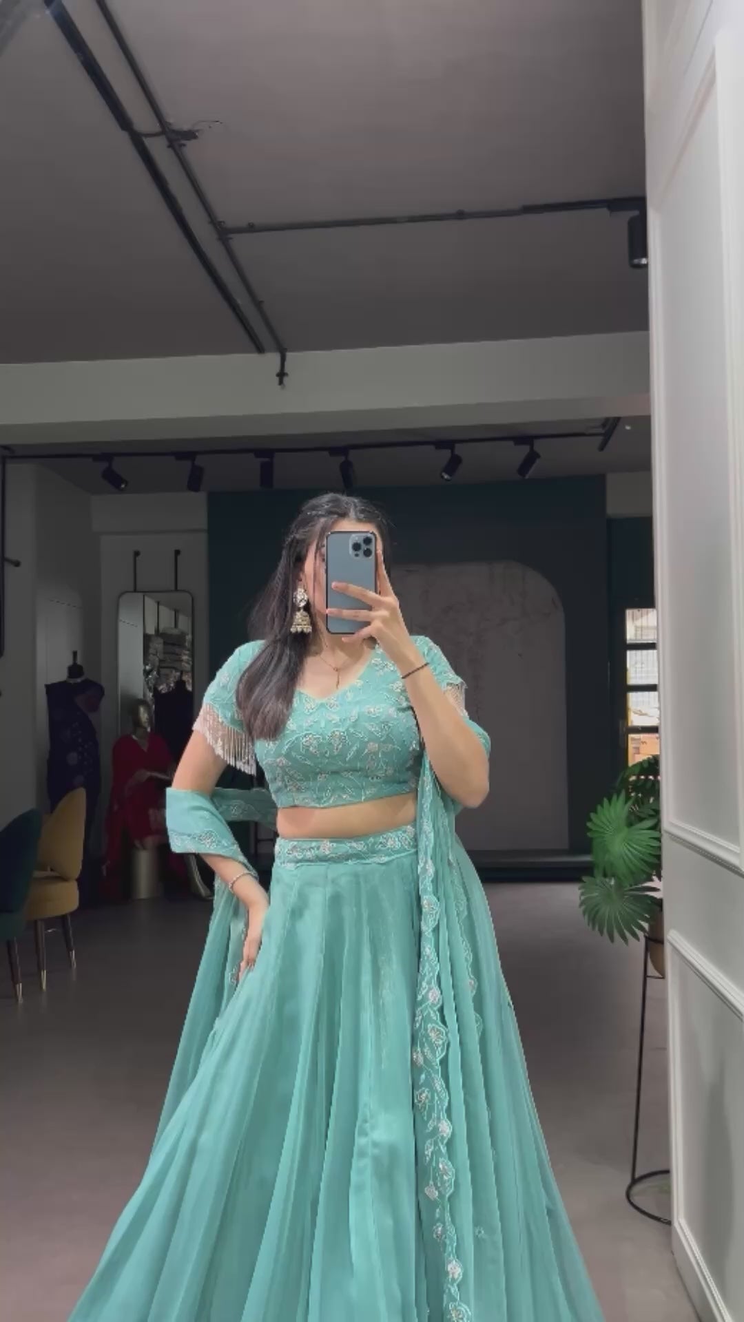 Sky Blue Embroidered Lehenga Choli