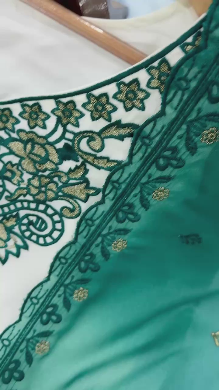 Dual Tone Embroidered Palazzo Suit