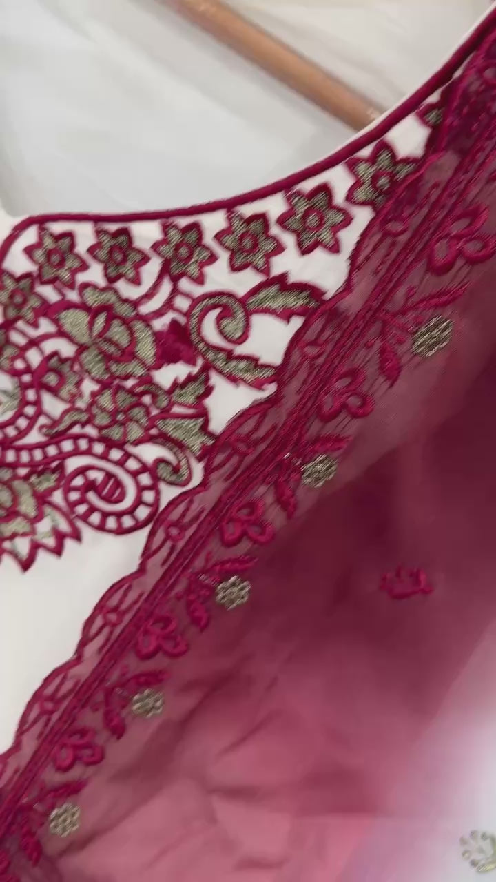 Dual Tone Embroidered Palazzo Suit