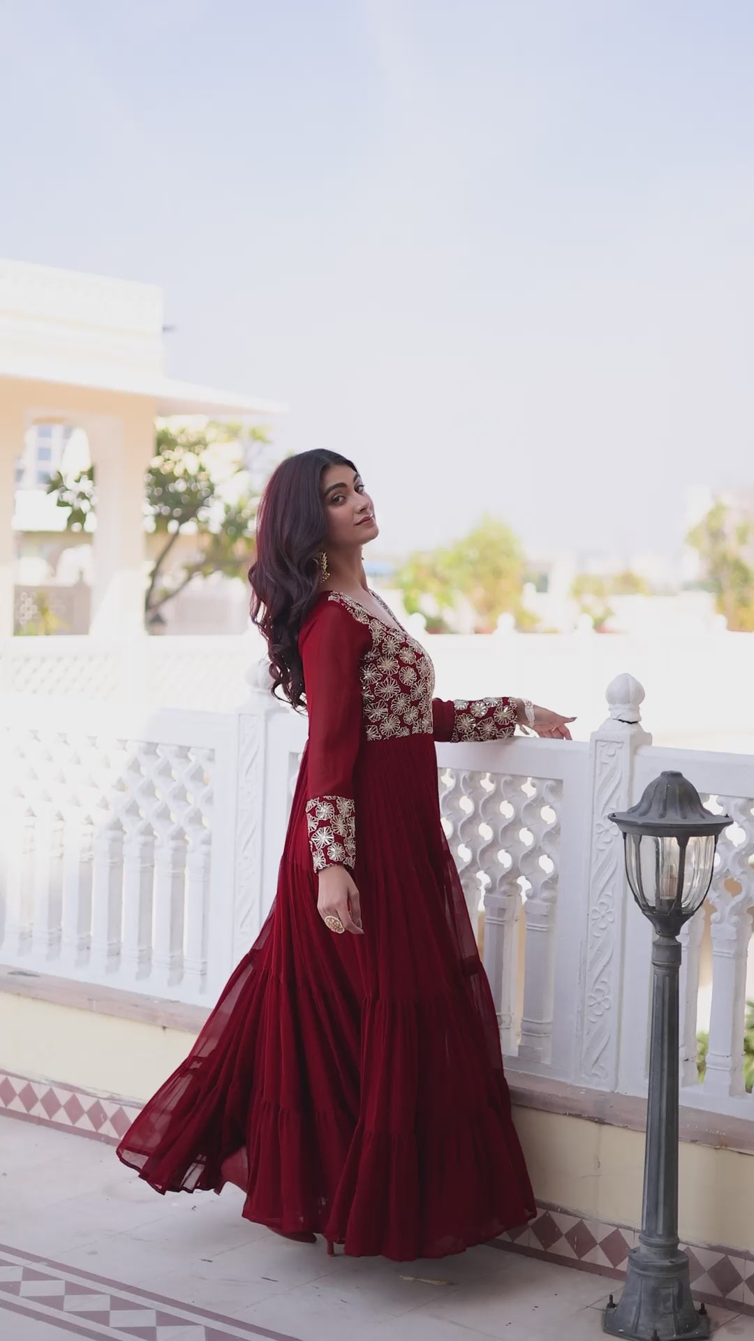 Maroon Embroidered Anarkali Gown