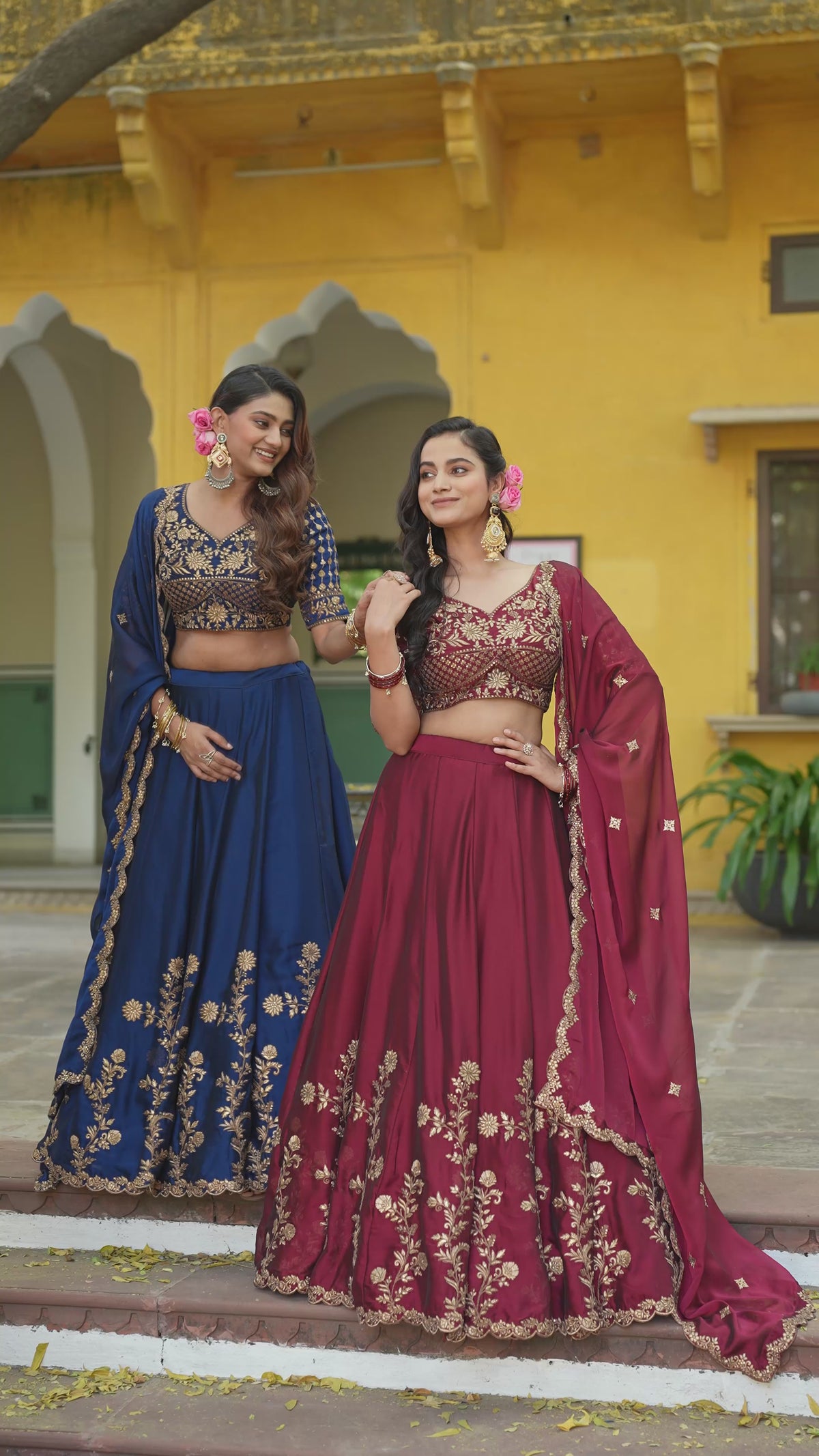 Dark Maroon Silk Festive Lehenga Choli
