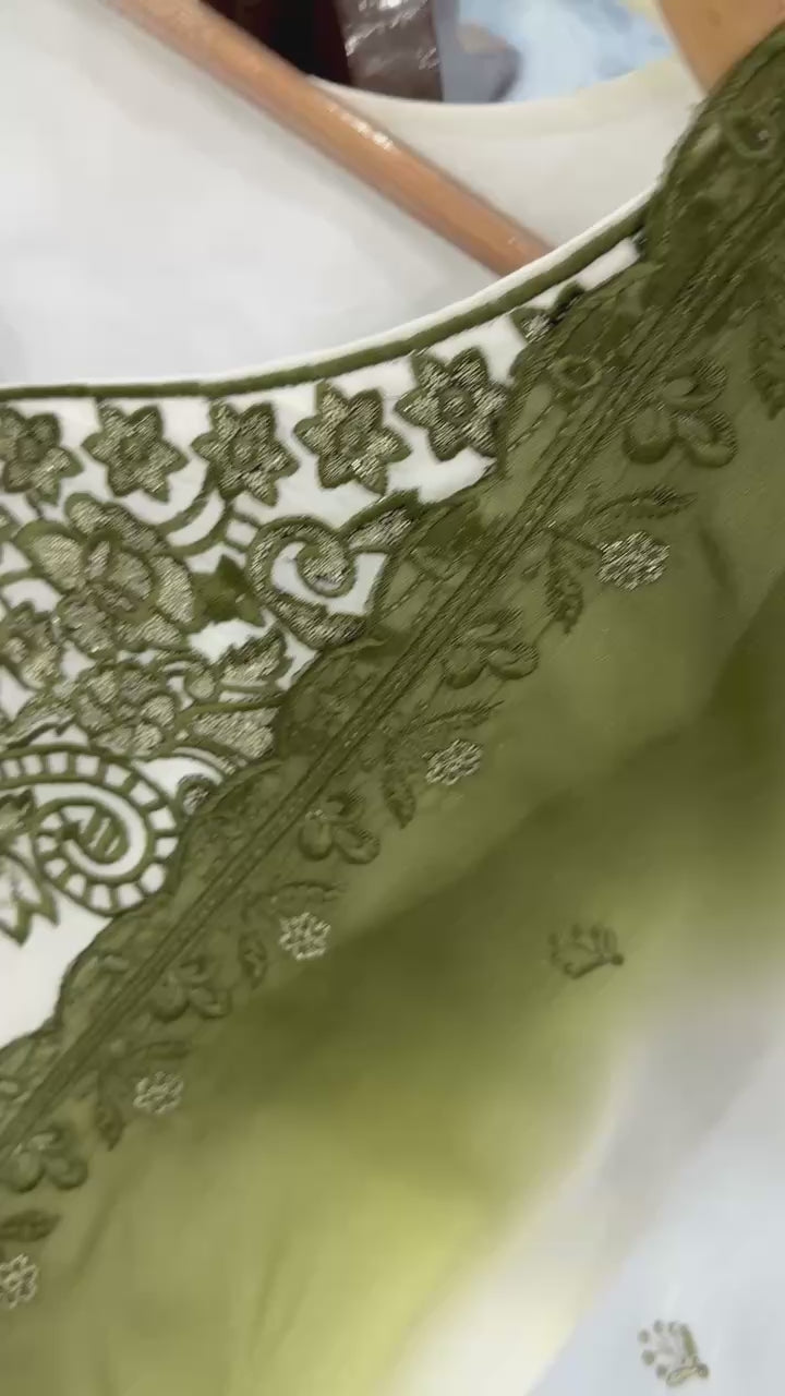 Dual Tone Embroidered Palazzo Suit
