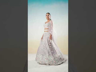 Mauve Chiffon Sequins and thread embroidery Semi-Stitched Lehenga choli & Dupatta
