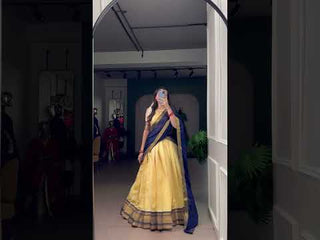 Cream Elegant Kanchipuram Lehenga with Zari Weaving Work – Full-Stitched Lehenga & Blouse with Georgette Zari Dupatta