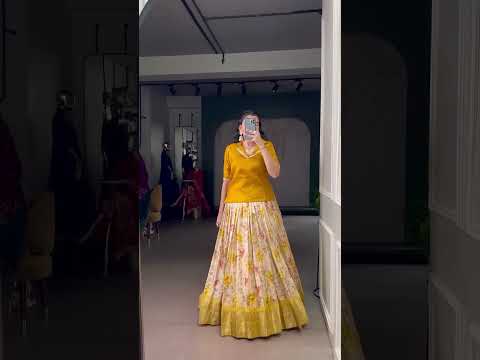 Red Elegant Dola Chex Floral Printed Lehenga with Zari Weaving and Sequined Banglory Blouse – Stitched Set