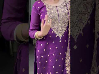 Purple Elegant Vichitra Silk Top & Bottom Set with Sequins & Thread Embroidery Work – Stitched Top, Plain Bottom, and Matching Dupatta