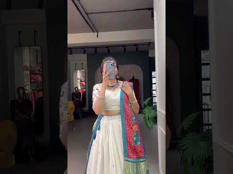 Lotus Design Sequins And Thread Embroidery Work Khadi Cotton Lehenga Choli