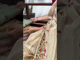 Pista Elegant Zari Kota Tissue Saree with Exquisite Thread Embroidery Work and Banglory Blouse Piece – Premium Ethnic Ensemble