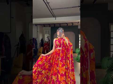 Black Floral Printed Lehenga Choli Set
