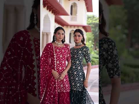 Teal Elegant Faux Georgette Sequins Embroidered Kurti with Sharara & Dupatta Set – Premium Party & Festive Wear