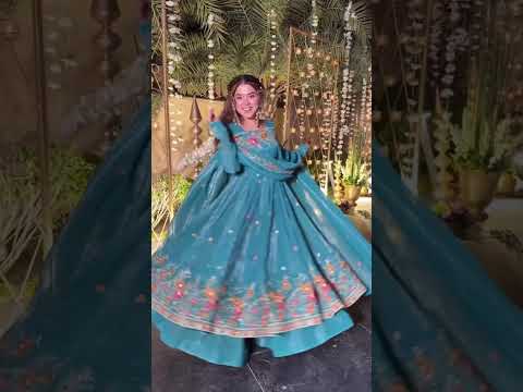 Rama Designer Soft Crunchy Silk Embroidered Gown Set with Sequins Work & Matching Dupatta – Fully Stitched Party & Festive Wear