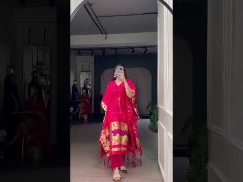 Teal Elegant Jacquard Paithani Kaftan with Zari Weaving Work