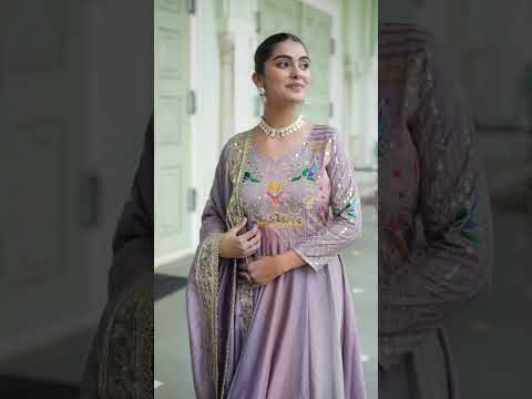 Sky Blue Vichitra Silk Sequins & Zari Embroidered 12-Kali Anarkali Gown with Designer Dupatta