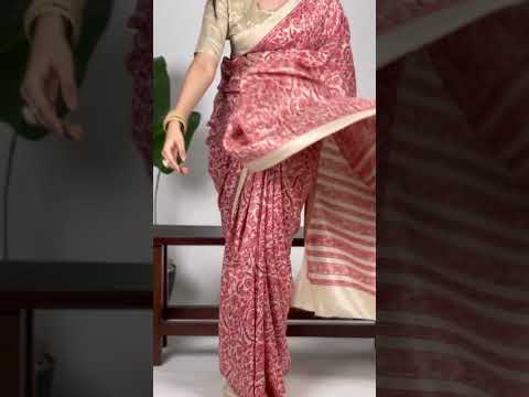 Printed Tasar Silk Saree with Matching Unstitched Blouse
