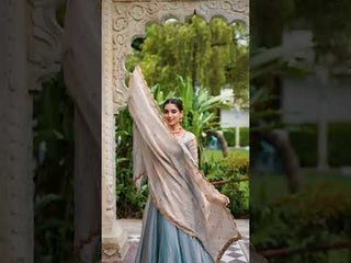 Sky Blue Designer Fendi Lehenga Choli Set with Sequins & Thread Embroidery  Heavy Flair Stitched Lehenga with Dupatta