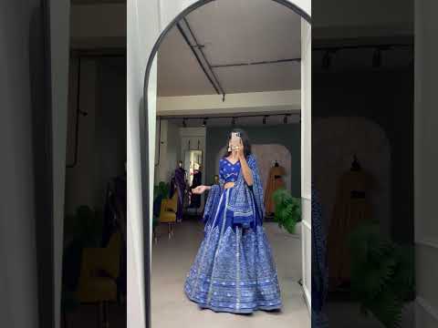 Navy Blue Color Bandhani Printed Vaishali Silk Lehenga With Blouse And Dupatta