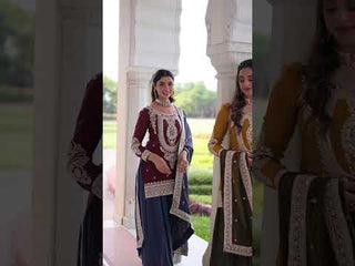 Maroon Silk Sharara Set with Matching Dupatta