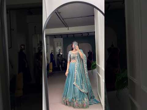 Sky Blue Zari Shimmer Sky Blue Embroidered Lehenga Choli Set with Sequins & Thread Work – Stitched Lehenga with Dupatta