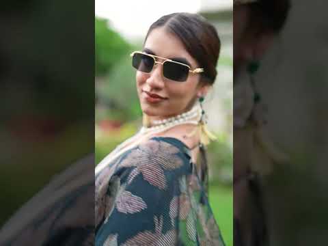 Navy Blue Floral Lurex Brasso Saree with Unstitched Blouse – Elegant Viscose Brasso Work