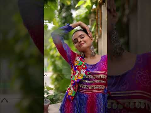 Multi Colour Navratri Special Laheriya & Bandhej Printed Faux Georgette Gown with Kutchi Patchwork