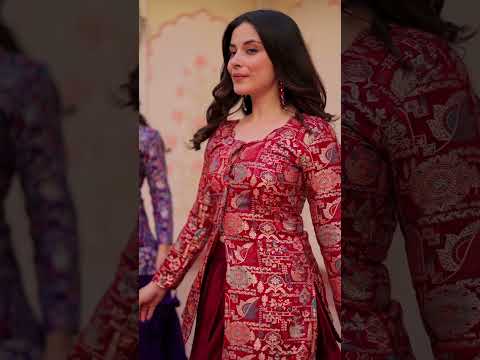 Purple Premium Vichitra Silk Lehenga Set with Jequard Blouse & Hexagon Latkan Detailing