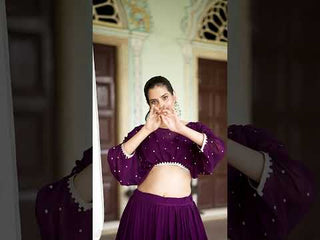 Mustard Breathtaking Embroidered Georgette Lehenga Co-ord Set