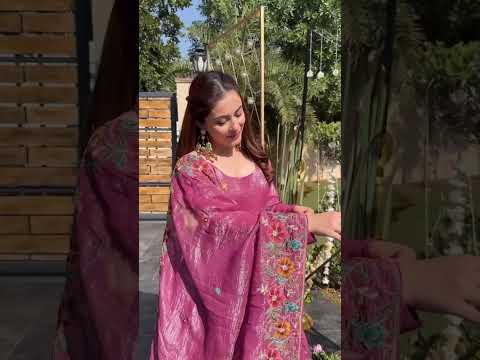 Rose Pink Designer Soft Crunchy Silk Embroidered Gown Set with Sequins Work & Matching Dupatta – Fully Stitched Festive & Party Wear