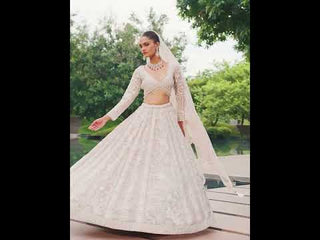 Nude Organza Sequins embroidery Semi-Stitched Lehenga choli & Dupatta