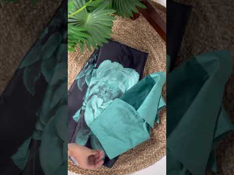 Teal Elegant Floral Print Satin Silk Saree with Plain Banglory Blouse Piece