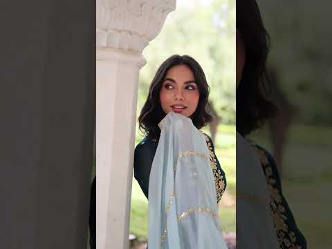 Blue Embroidered Gown with Dupatta