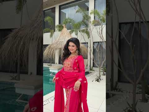 Pink Chinnon Silk Embroidered Top Pant Set