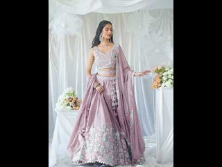 Rose Gold Pure Chiffon Sequins and thread embroidery Semi-Stitched Lehenga choli & Dupatta