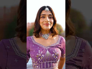 Lavender Chocolate Crush Sequins & Thread Embroidered Lehenga Choli Set with 4-Meter Flair & Matching Dupatta