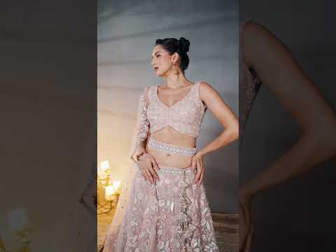 Pink Net Multi Sequins with heavy Zarkan embroidery Semi-Stitched Lehenga choli & Dupatta