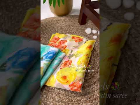 Gray Elegant Floral Printed Dull Satin Saree with Moonga Silk Blouse