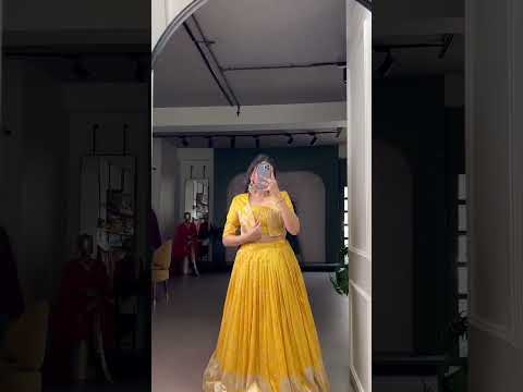 Yellow Tasar Silk Printed Lehenga Choli with Handwork Blouse & Koti – 4-Meter Flair Stitched Lehenga with Canvas Support & Adjustable Stitched Blouse + Jacket
