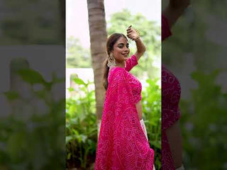 Pink Artistry in Silk Tussar Lehenga Choli with Bandhej Print & Gotta Patti Accents