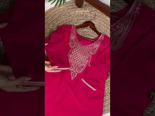 Pink Elegant Organza Embroidered Suit Set With Dupatta Sequins Thread Work Stitched Top And Bottom