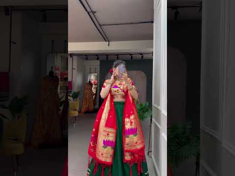 Green Color Plain With Paithani Lace Border Vichitra Silk Lehenga  Choli