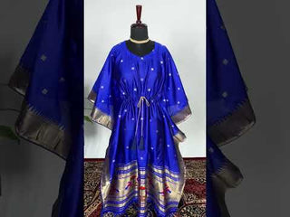 Pink Color Weaving Zari Work Jacquard Paithani Kaftan